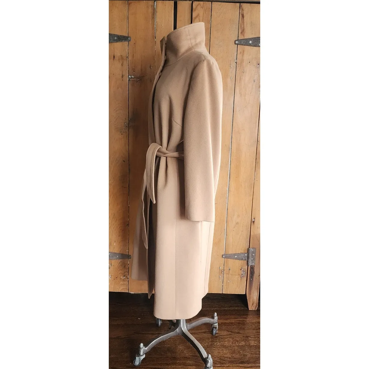 Vintage 2000s Burberry Coat Archival Beige Cashmere Blend  w/Sash Tie Belt / Medium