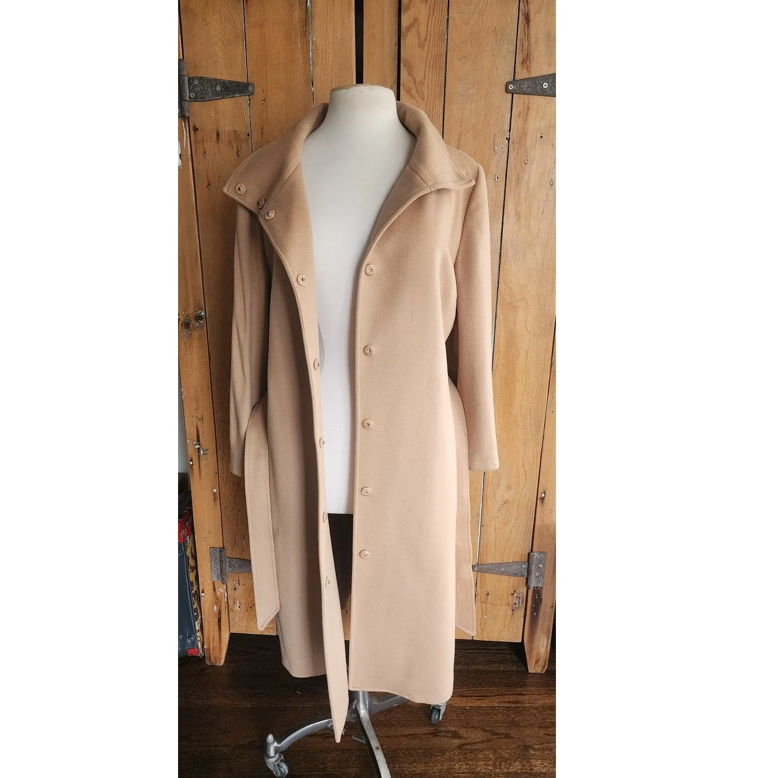Vintage 2000s Burberry Coat Archival Beige Cashmere Blend  w/Sash Tie Belt / Medium