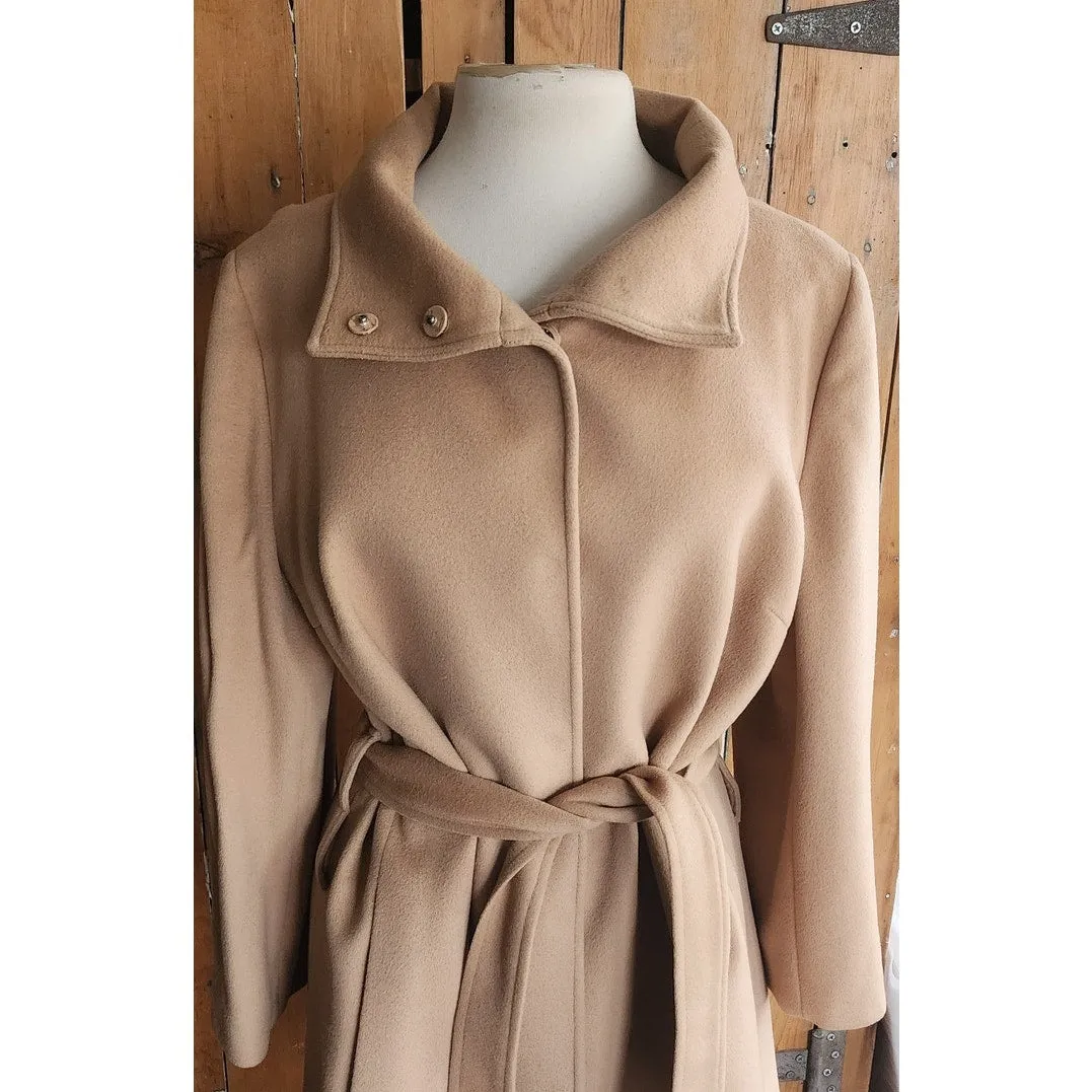 Vintage 2000s Burberry Coat Archival Beige Cashmere Blend  w/Sash Tie Belt / Medium
