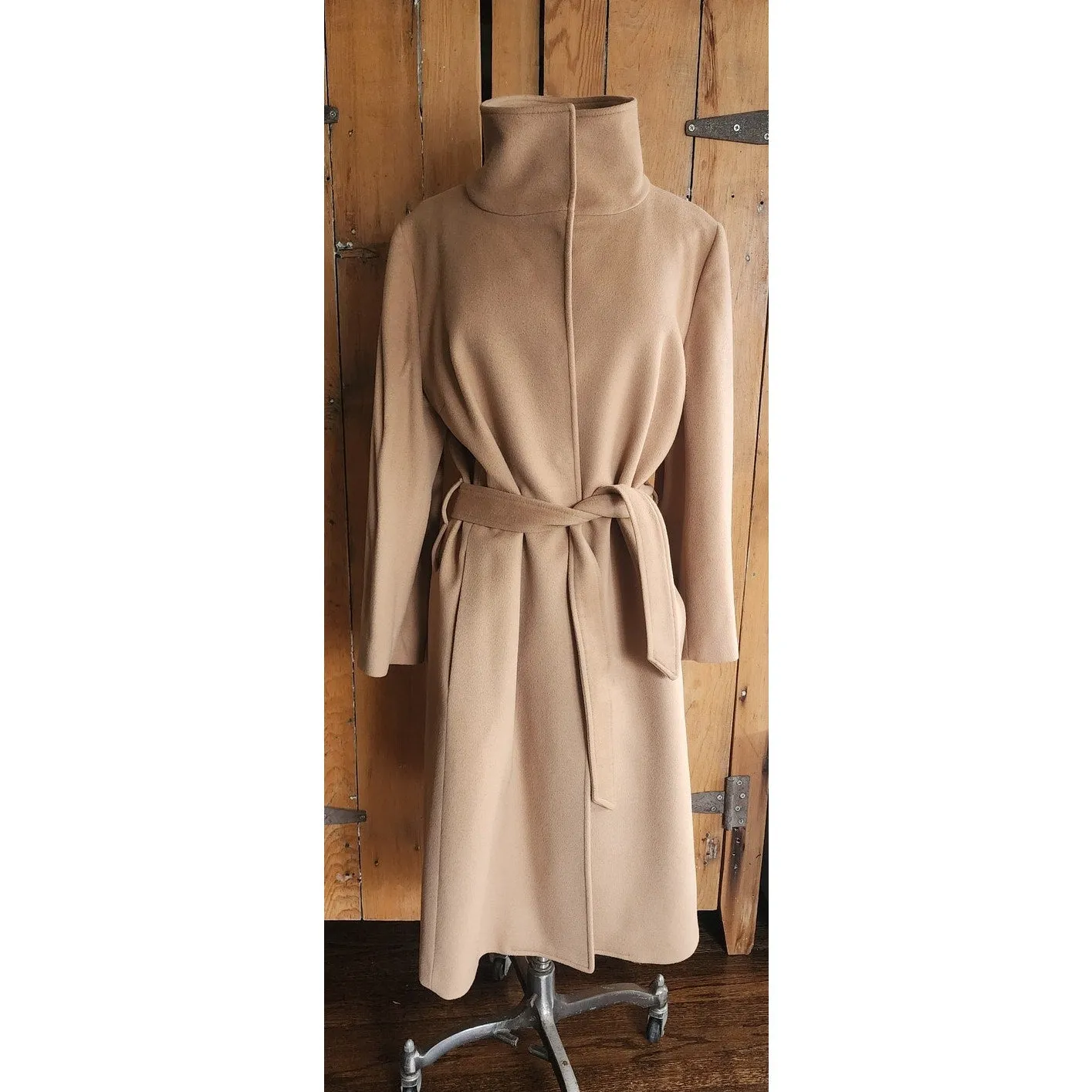 Vintage 2000s Burberry Coat Archival Beige Cashmere Blend  w/Sash Tie Belt / Medium