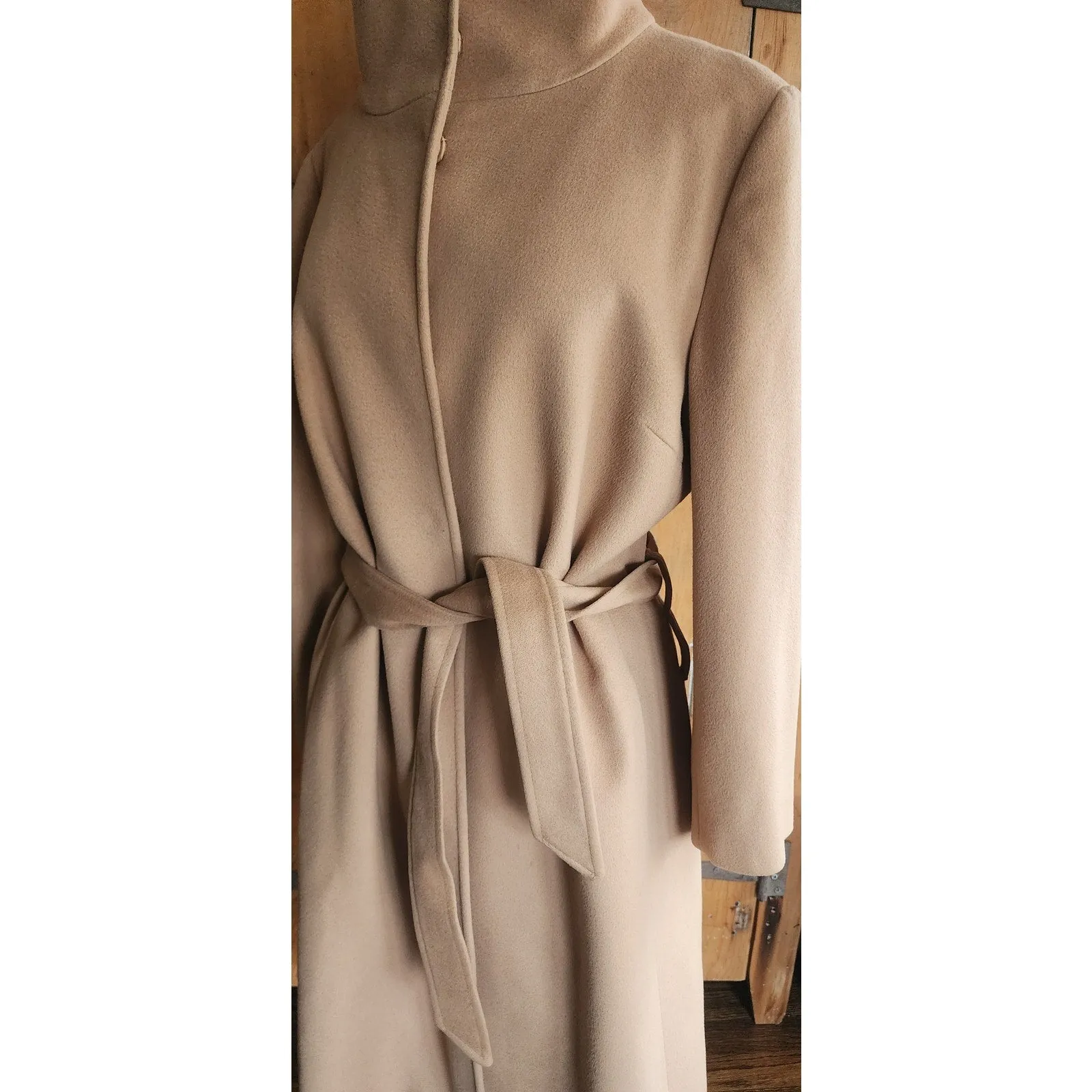 Vintage 2000s Burberry Coat Archival Beige Cashmere Blend  w/Sash Tie Belt / Medium
