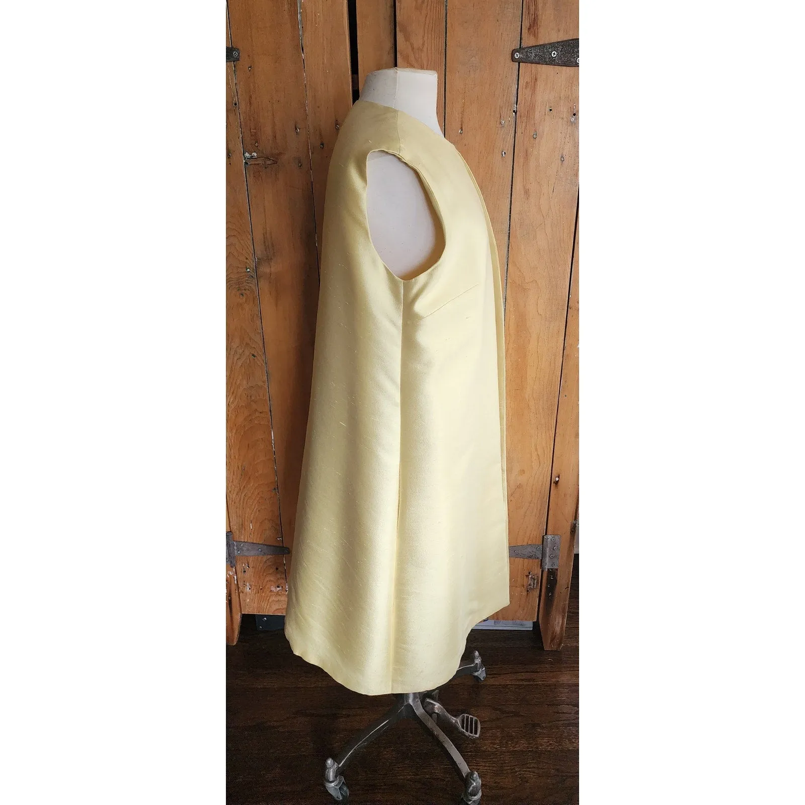 Vintage 60s Long Vest Yellow Silk Duster