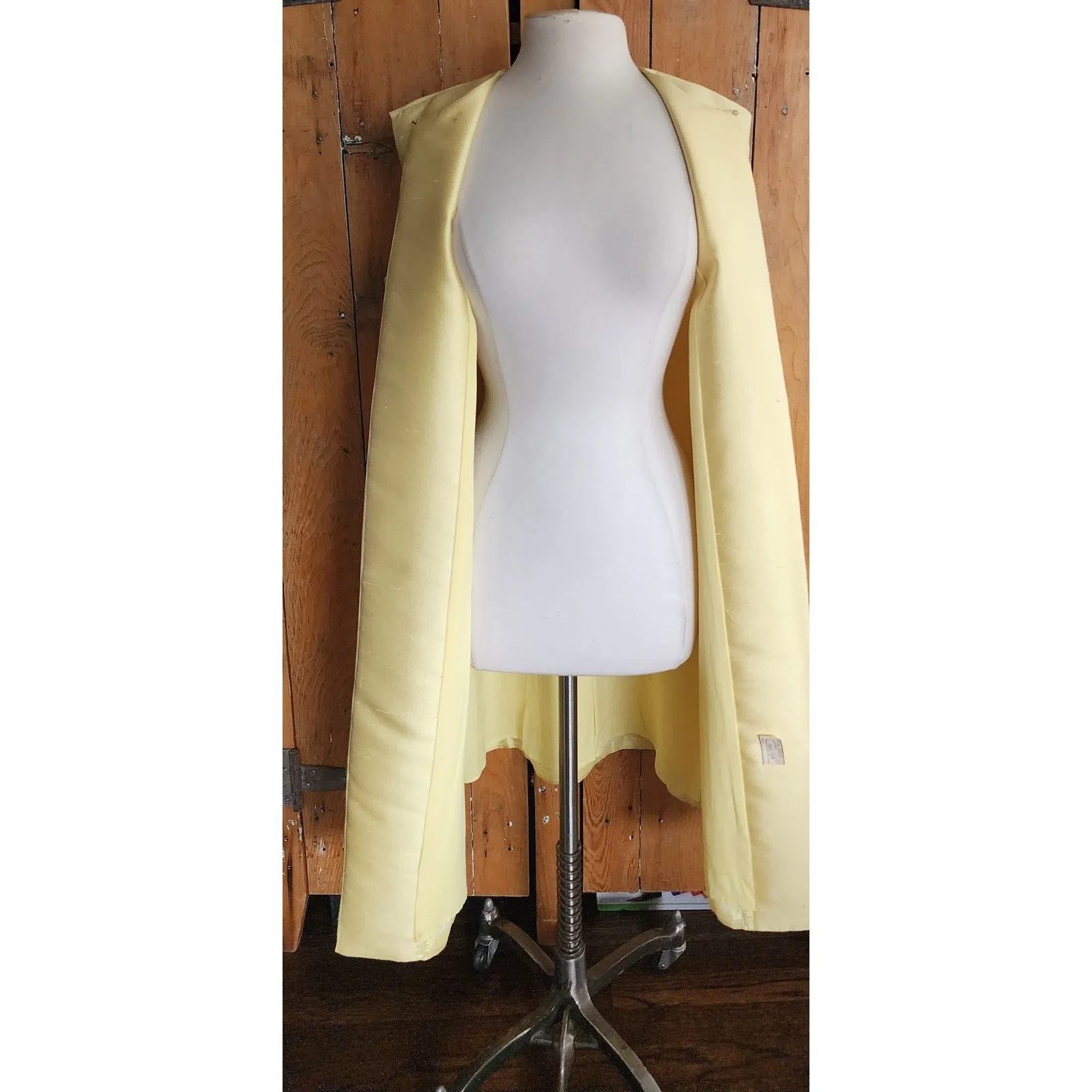 Vintage 60s Long Vest Yellow Silk Duster