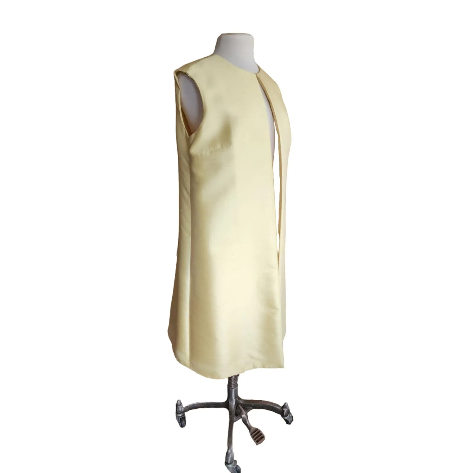 Vintage 60s Long Vest Yellow Silk Duster