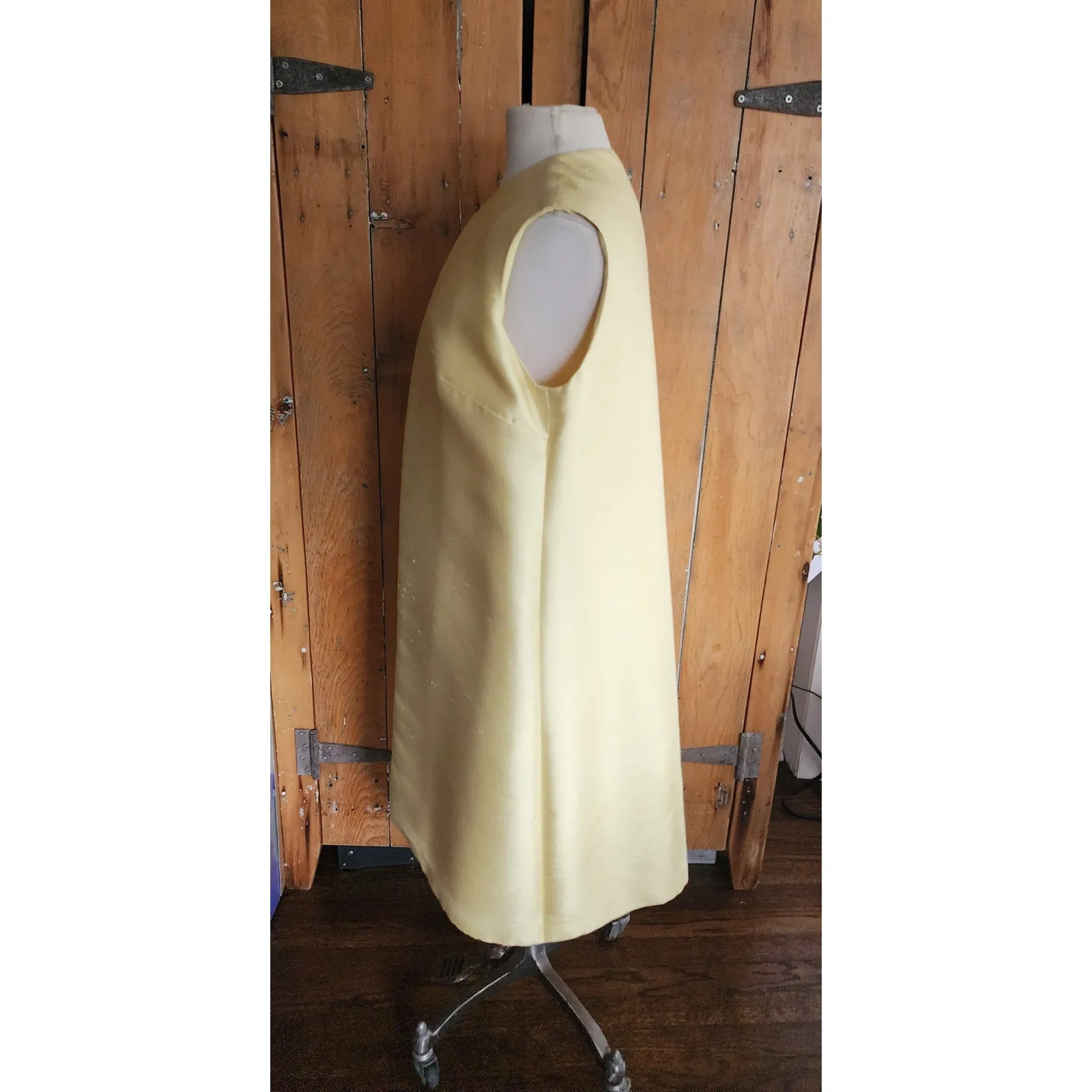 Vintage 60s Long Vest Yellow Silk Duster