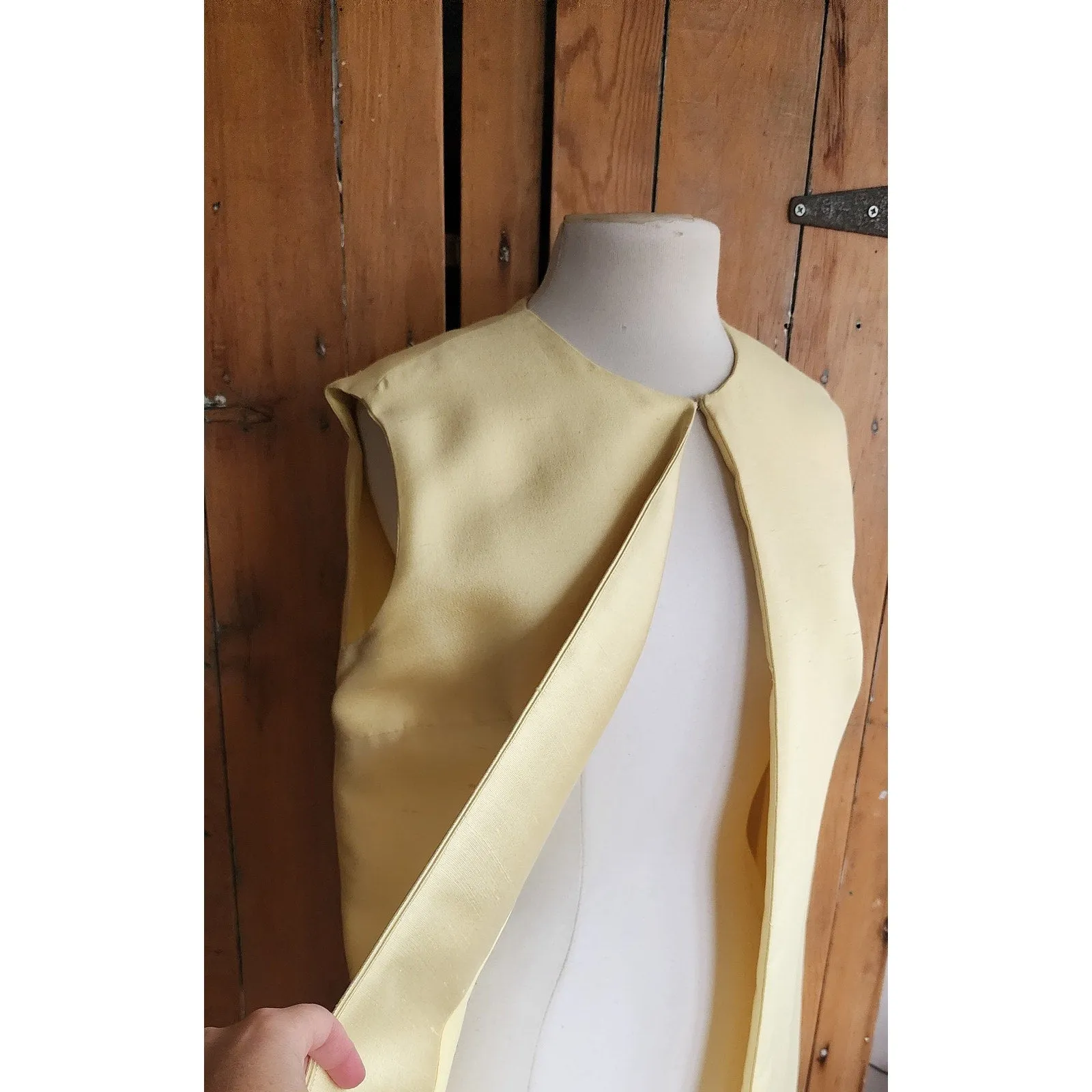 Vintage 60s Long Vest Yellow Silk Duster
