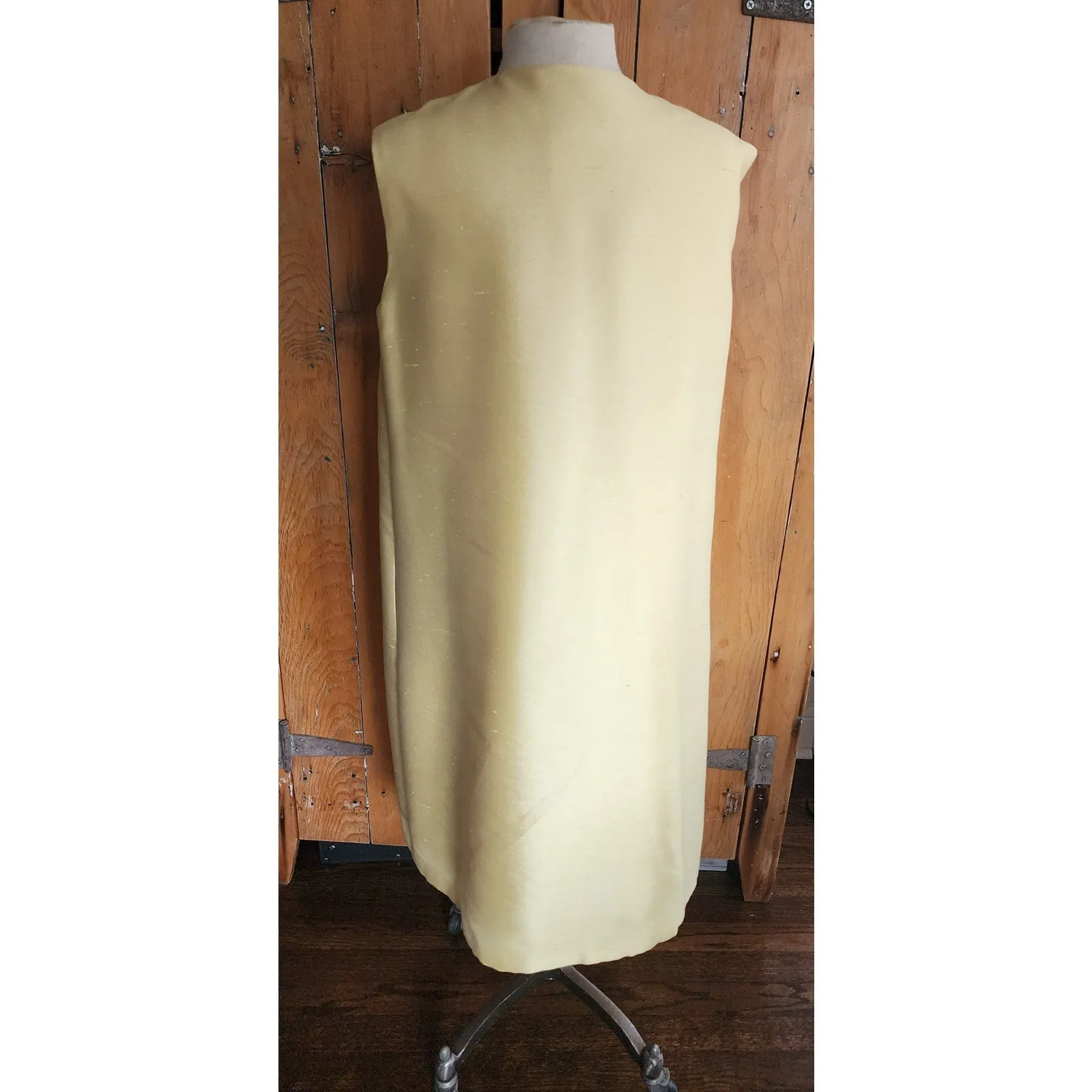 Vintage 60s Long Vest Yellow Silk Duster