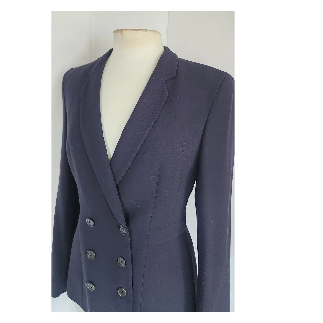 Vintage 90s Armani Blazer Navy Blue Wool Black Label Borgonuovo / S