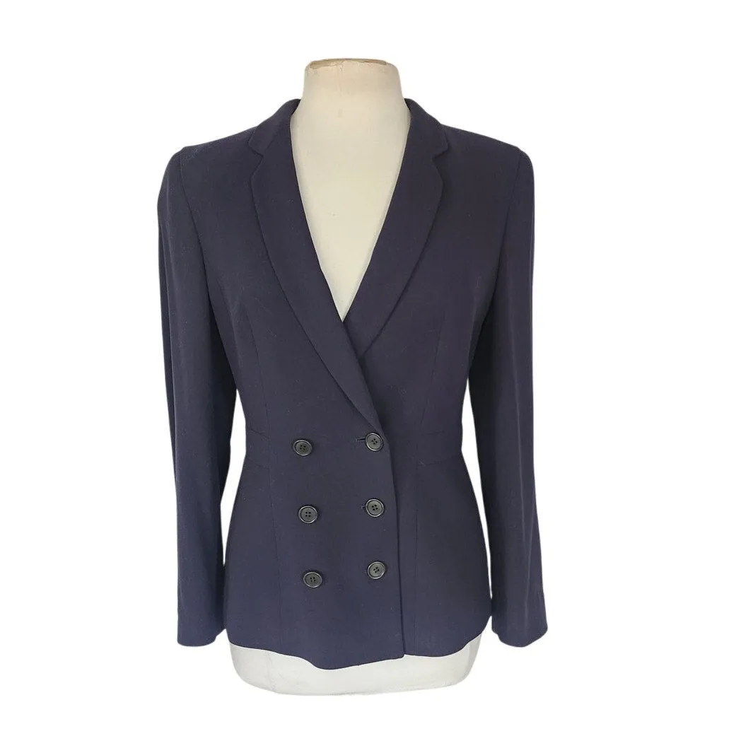 Vintage 90s Armani Blazer Navy Blue Wool Black Label Borgonuovo / S