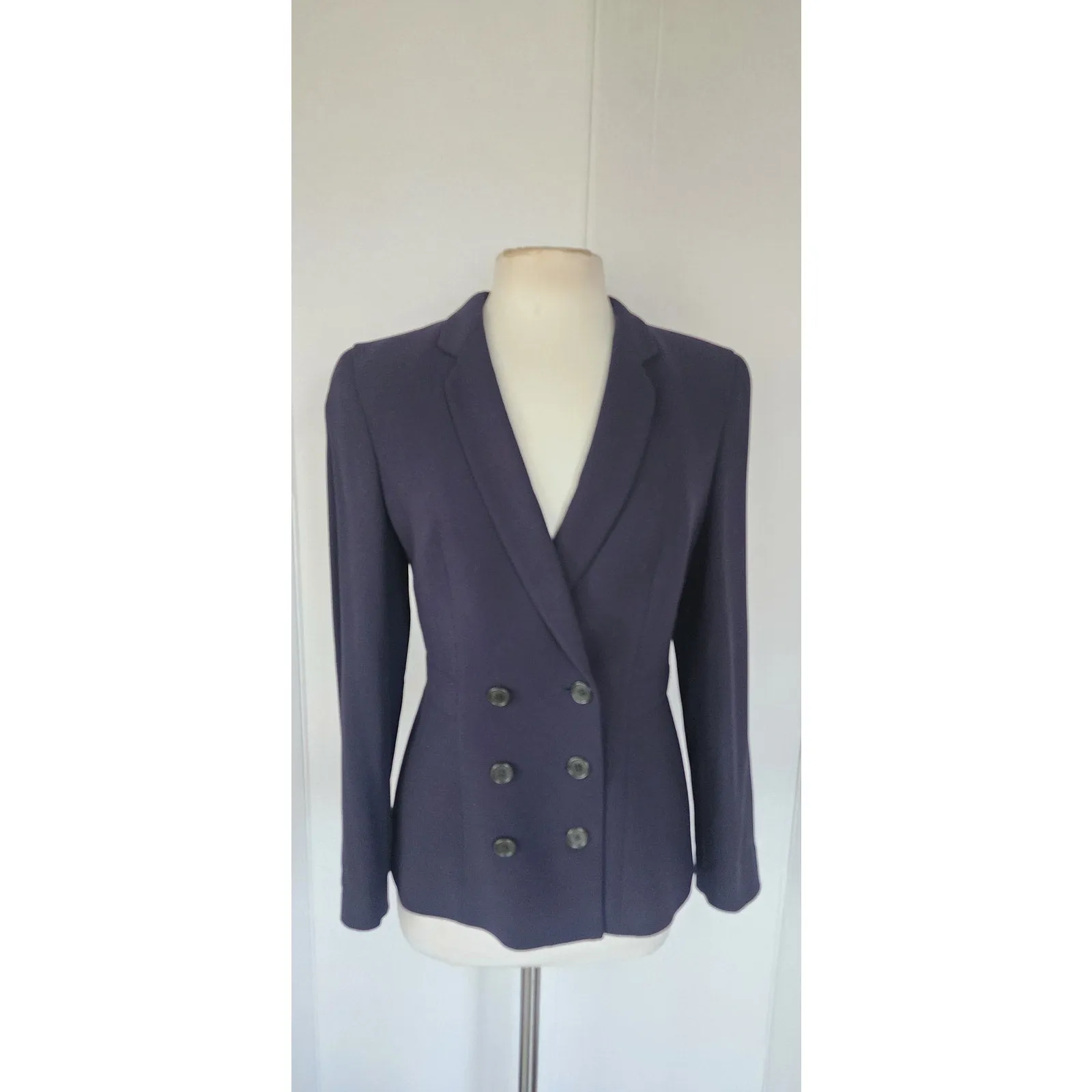 Vintage 90s Armani Blazer Navy Blue Wool Black Label Borgonuovo / S