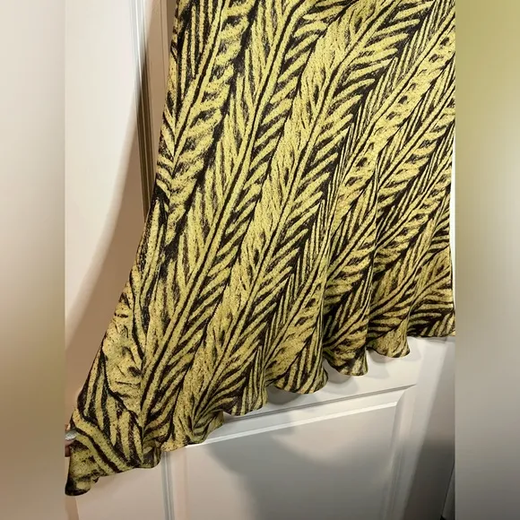 Vintage Lauren Ralph Lauren Khaki Black Batik Tropical Palm Leaf Print Skirt