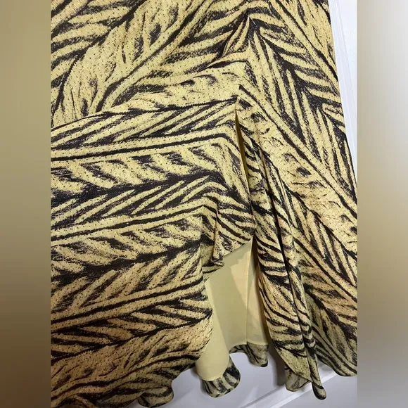 Vintage Lauren Ralph Lauren Khaki Black Batik Tropical Palm Leaf Print Skirt