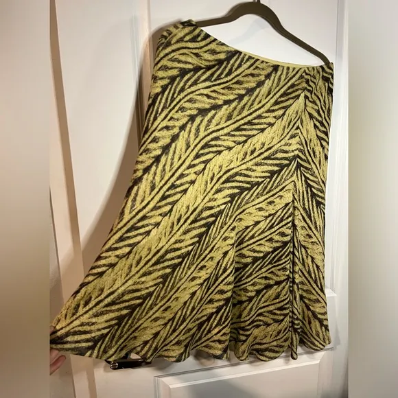 Vintage Lauren Ralph Lauren Khaki Black Batik Tropical Palm Leaf Print Skirt