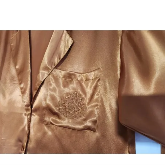 Vintage Victoria's Secret Gold Satin Pajama Top Pants Set Small