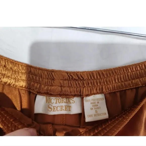 Vintage Victoria's Secret Gold Satin Pajama Top Pants Set Small