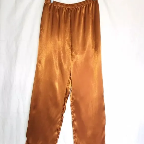 Vintage Victoria's Secret Gold Satin Pajama Top Pants Set Small