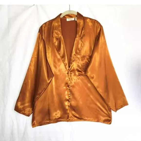 Vintage Victoria's Secret Gold Satin Pajama Top Pants Set Small