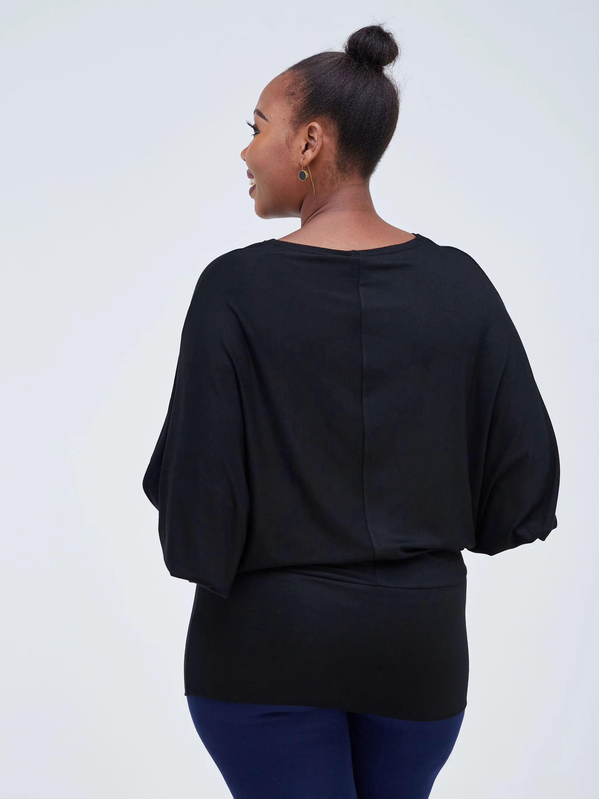 Vivo Cora Dolman Cuffed Top - Black