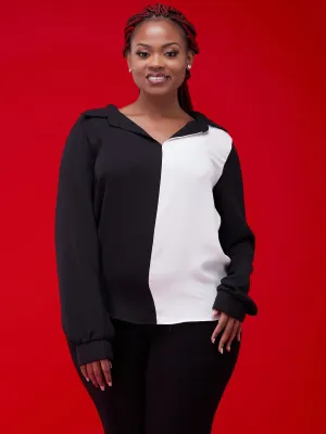 Vivo Zuri Long Sleeved Blouse - Black / White