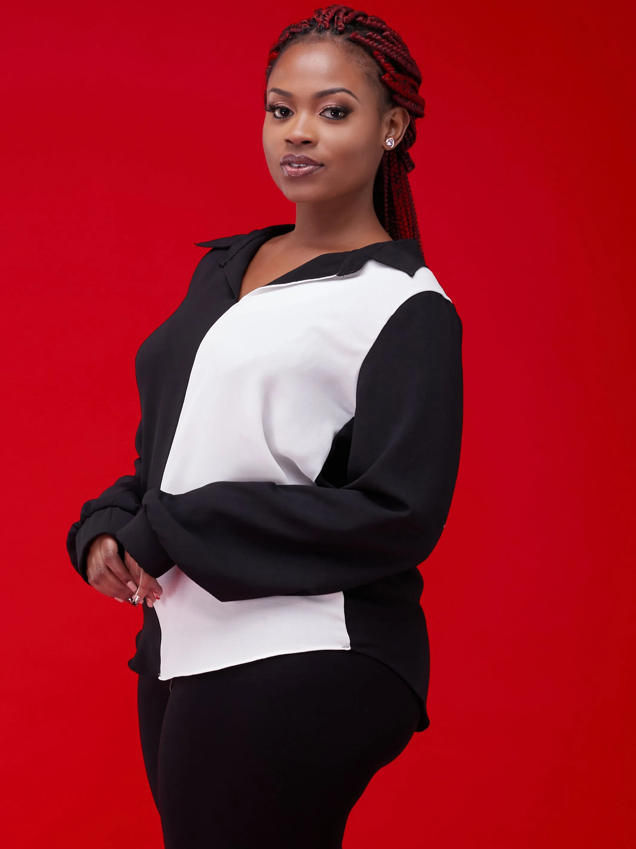 Vivo Zuri Long Sleeved Blouse - Black / White