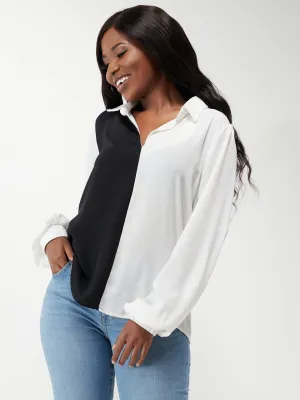 Vivo Zuri Long Sleeved Blouse - White / Black