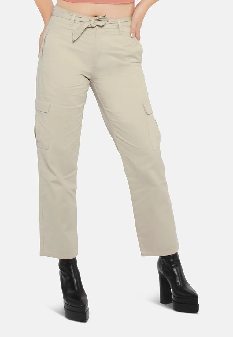 Waist Bow Tie Paper Bag Pants