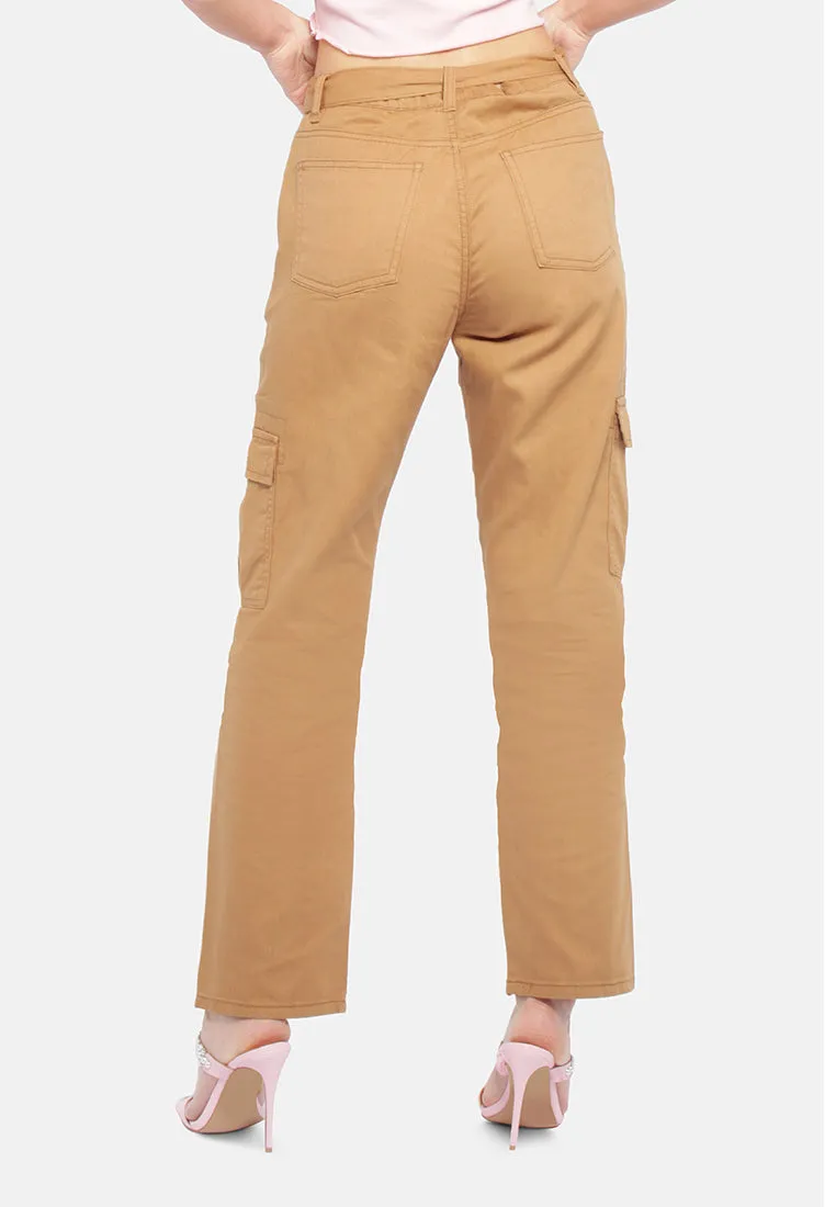 Waist Bow Tie Paper Bag Pants