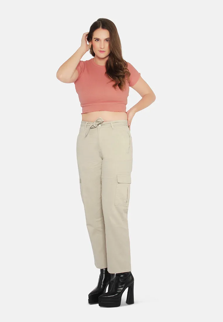 Waist Bow Tie Paper Bag Pants