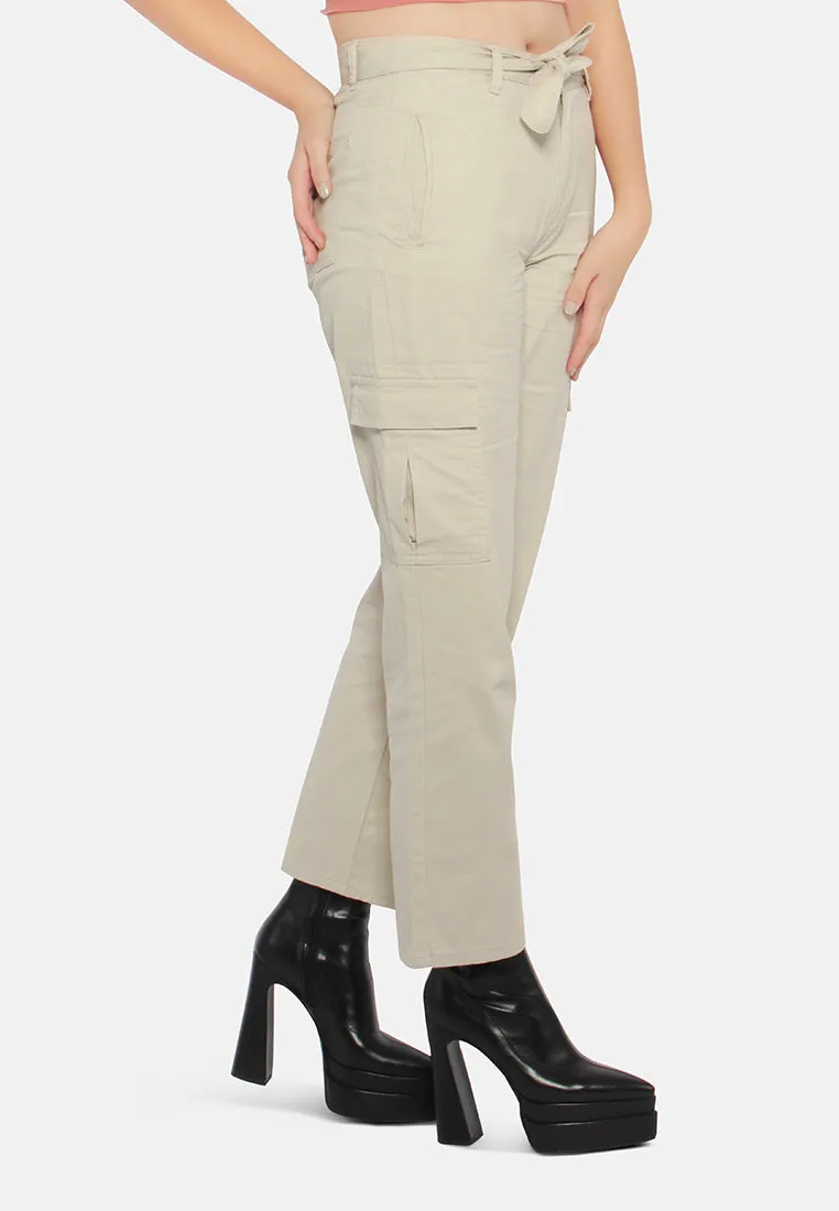 Waist Bow Tie Paper Bag Pants