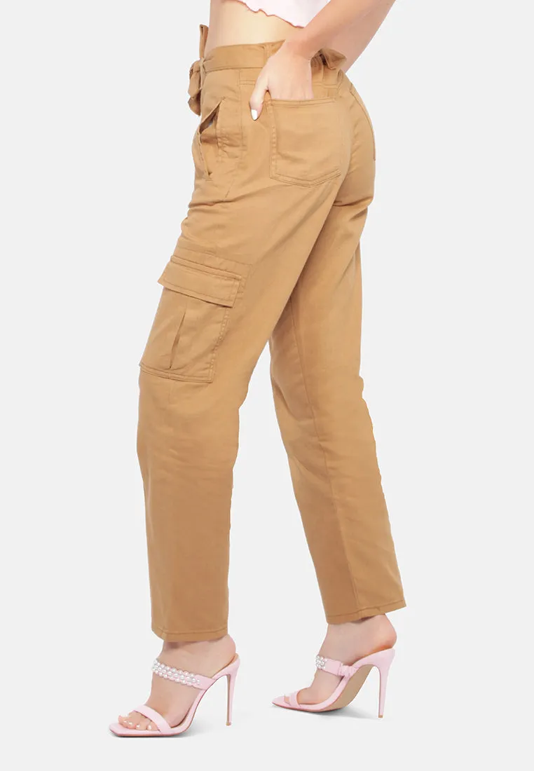 Waist Bow Tie Paper Bag Pants