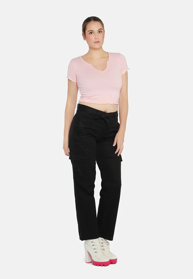 Waist Bow Tie Paper Bag Pants