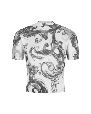 Watercolor Baroque Couture Knit Top