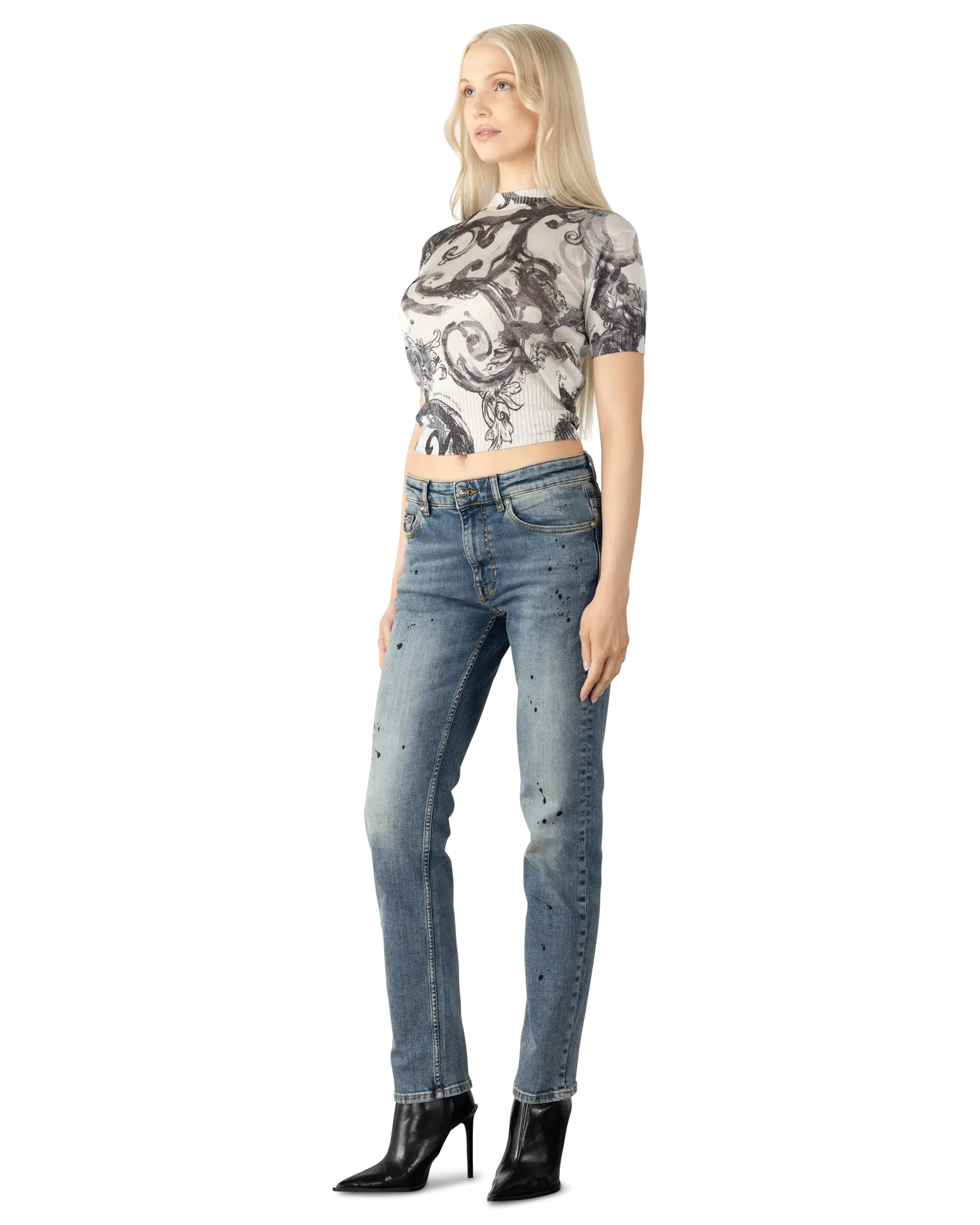 Watercolor Baroque Couture Knit Top