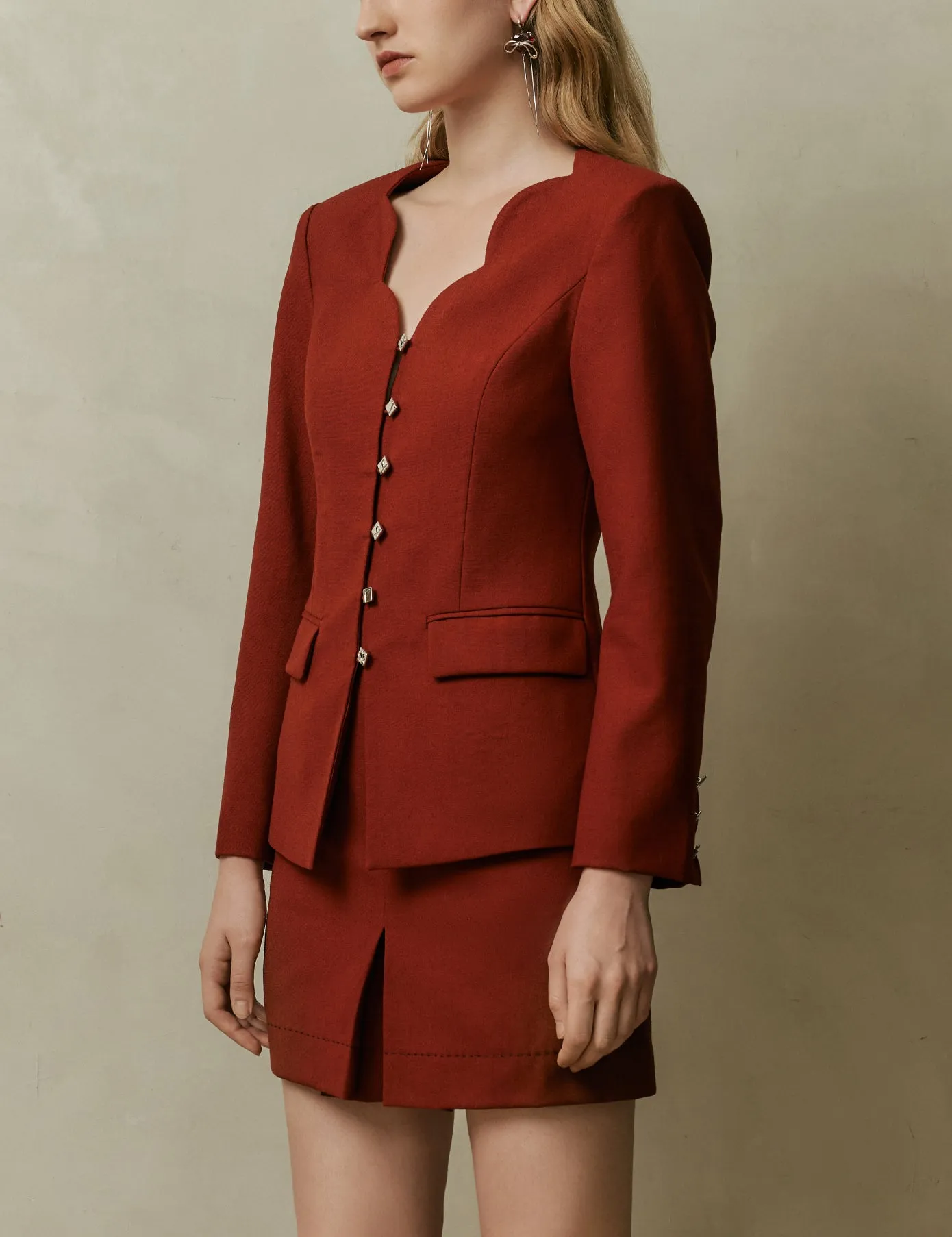 Wave collar blazer