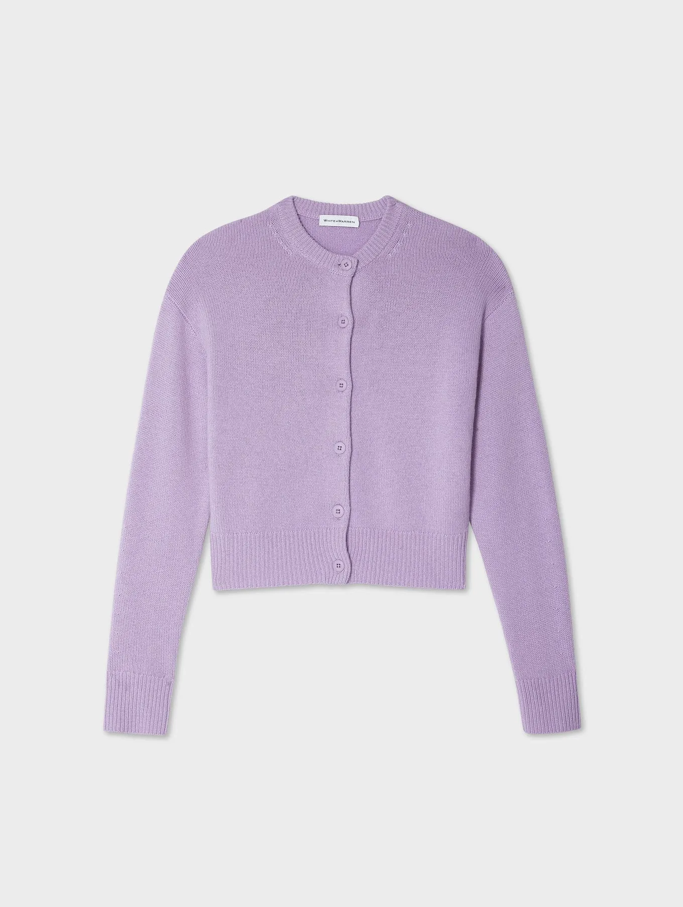 White   Warren Cashmere Blend Crewneck Button Cardigan