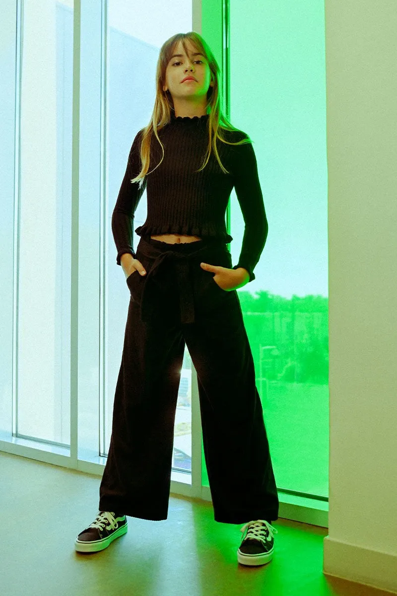 WIDE PANTS, VELVET PAPERBAG