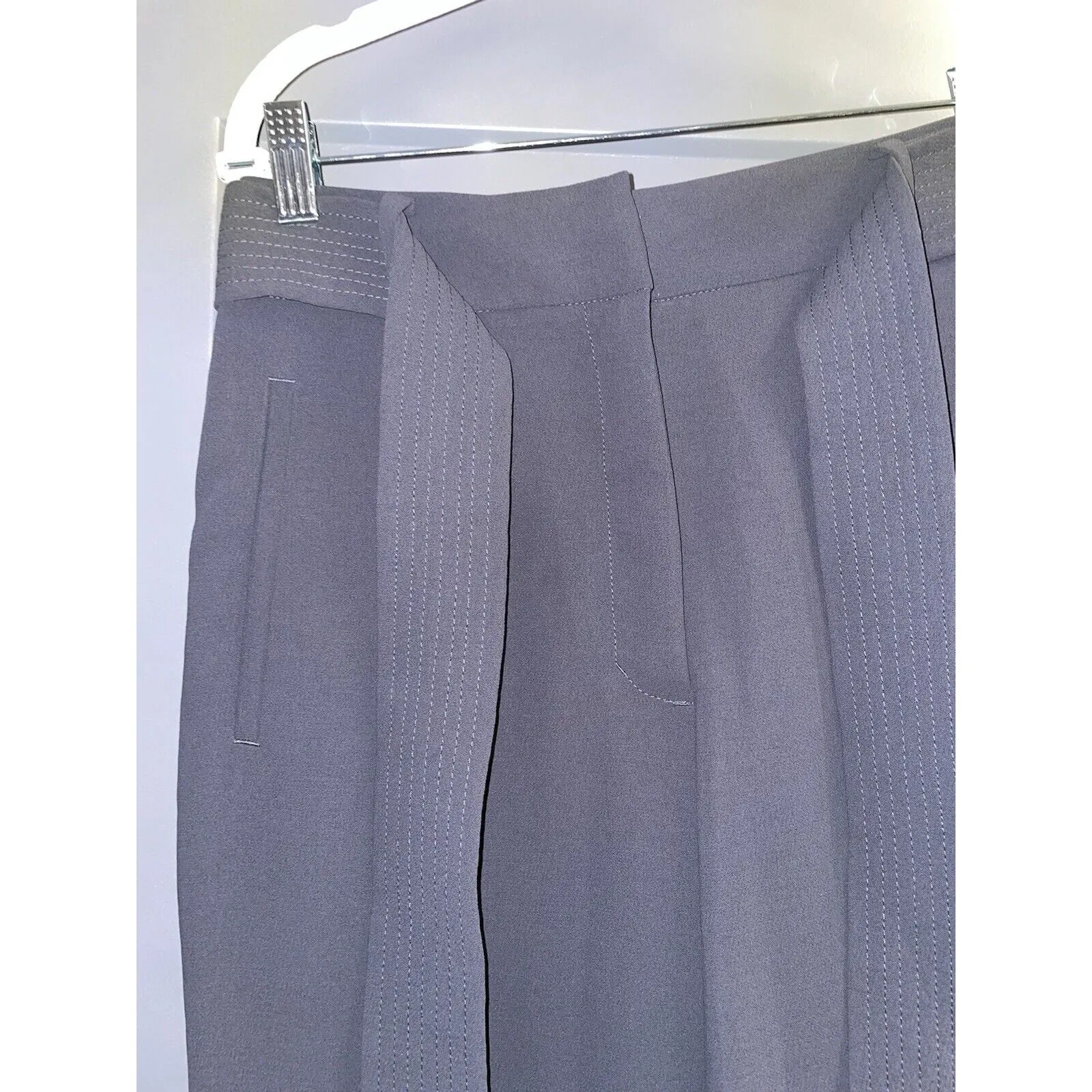 Wilfred Aritzia Women's High-Waisted Tie Front Pants, Gray Plaid Trouser with Belt - Size 6