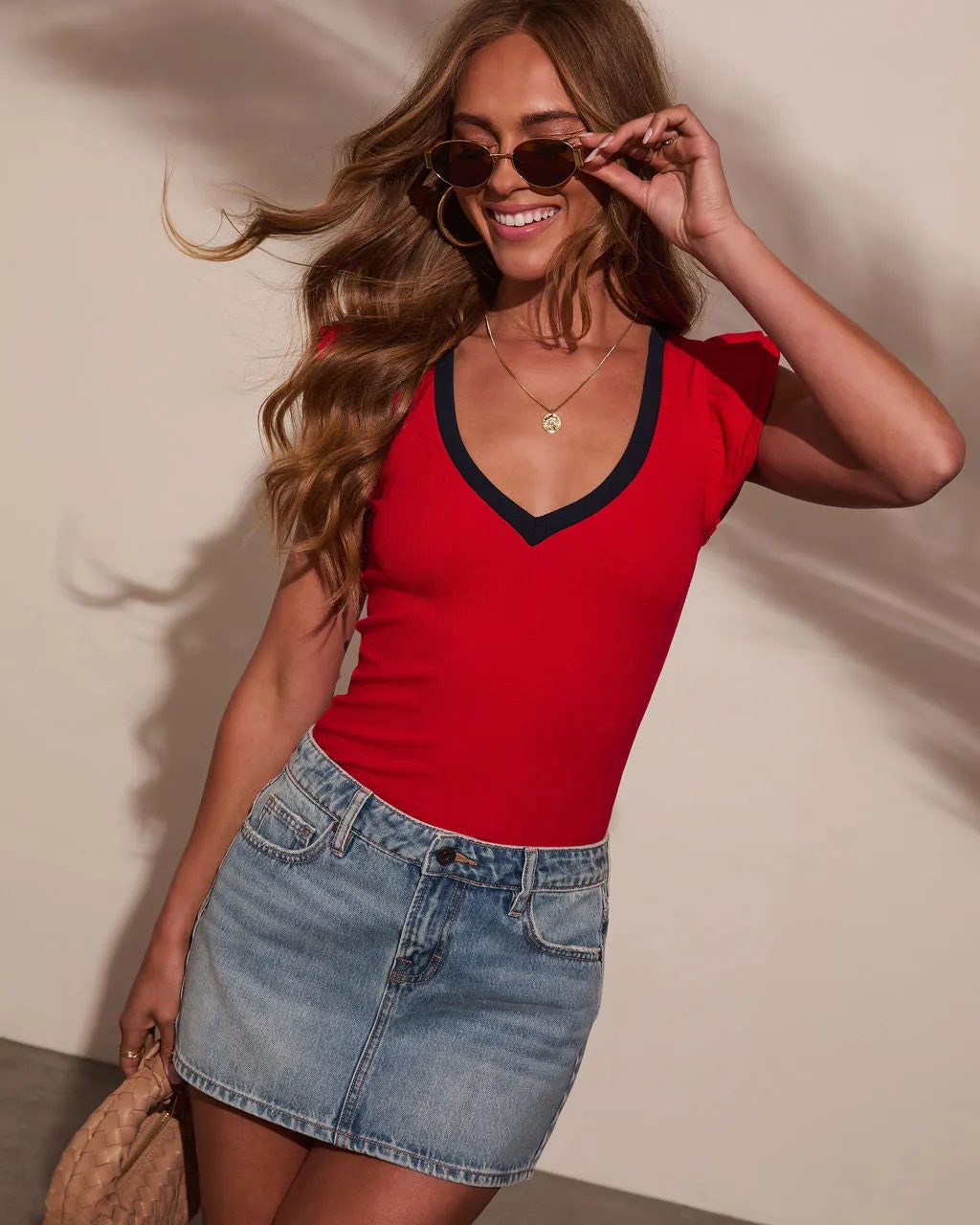 Wilma Ribbed Short Sleeve Top