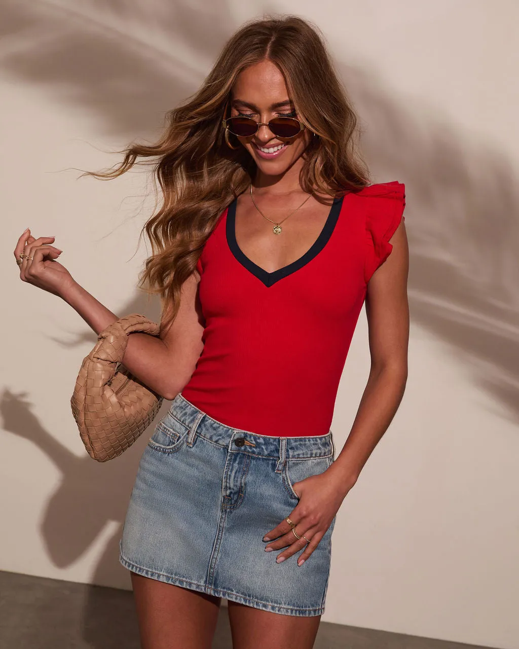 Wilma Ribbed Short Sleeve Top
