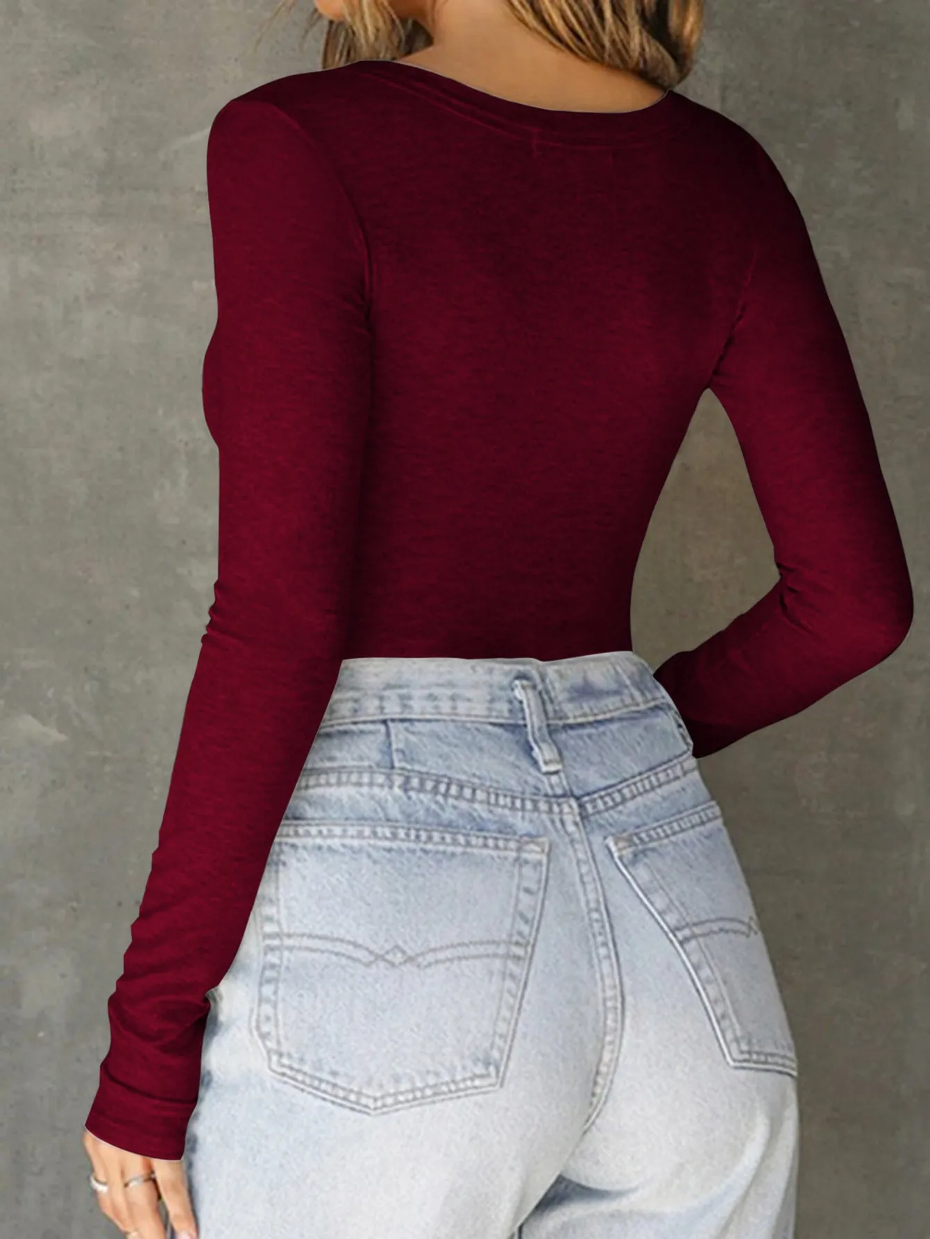Wine Fitted Knit Top