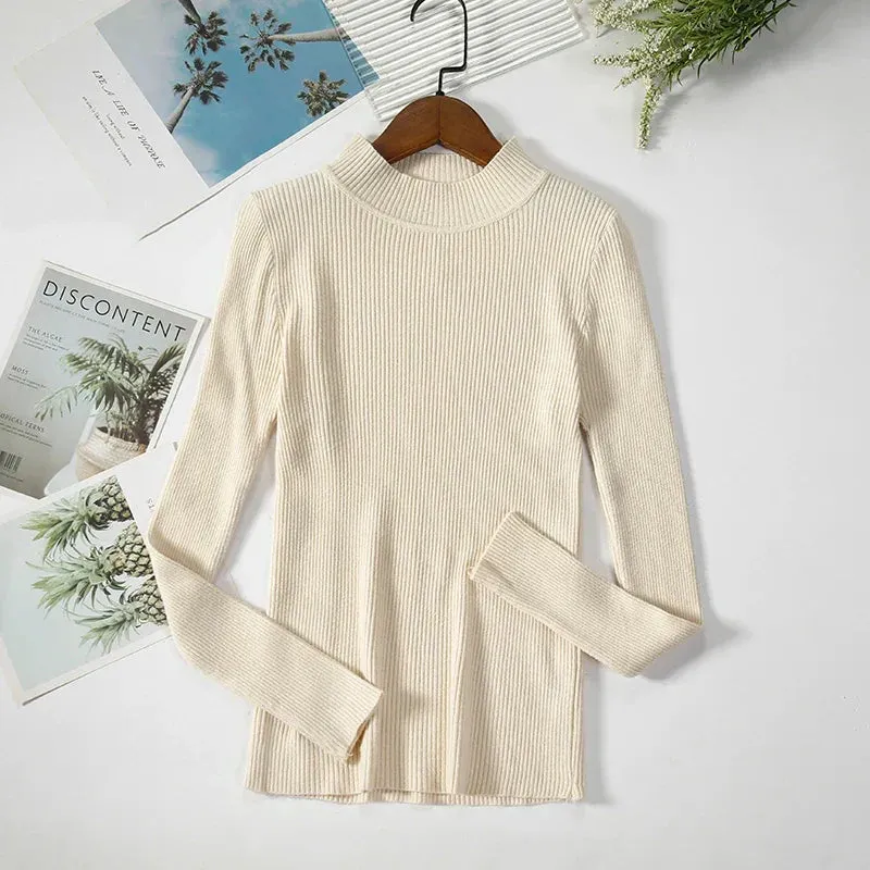 Women Turtleneck Sweater Knitted Soft Pullovers cashmere Jumpers Basic Solid Soft Sweaters Women Autumn Winter Casual Top