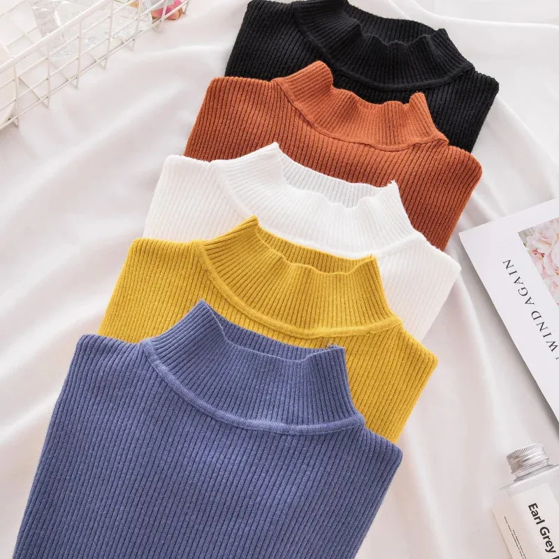 Women Turtleneck Sweater Knitted Soft Pullovers cashmere Jumpers Basic Solid Soft Sweaters Women Autumn Winter Casual Top