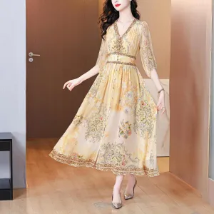Women's Broderie Tea Dress with Short Sleeves for a Chic Vacation Look
