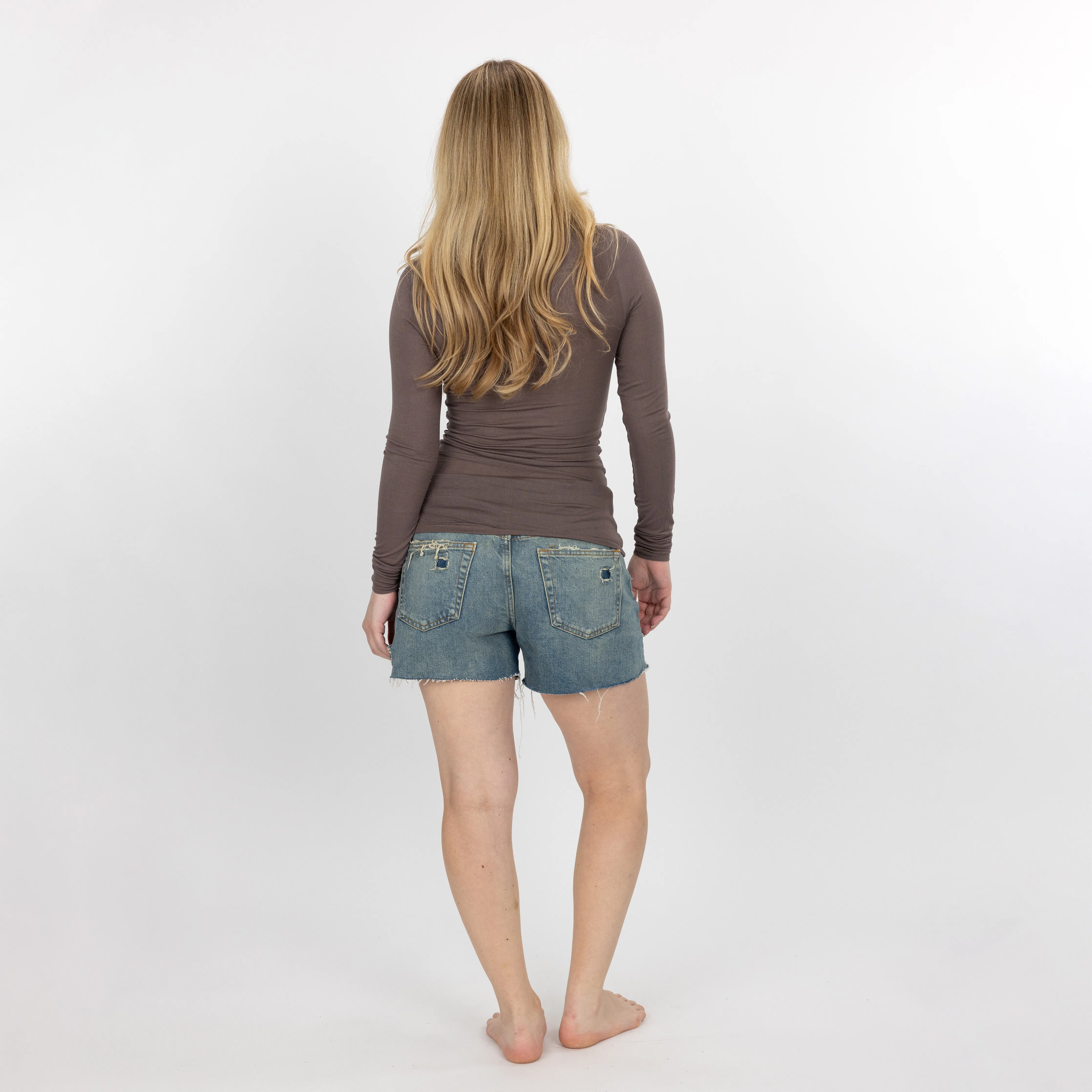 Womens Long Sleeve Viscose Turtle Neck - Iron