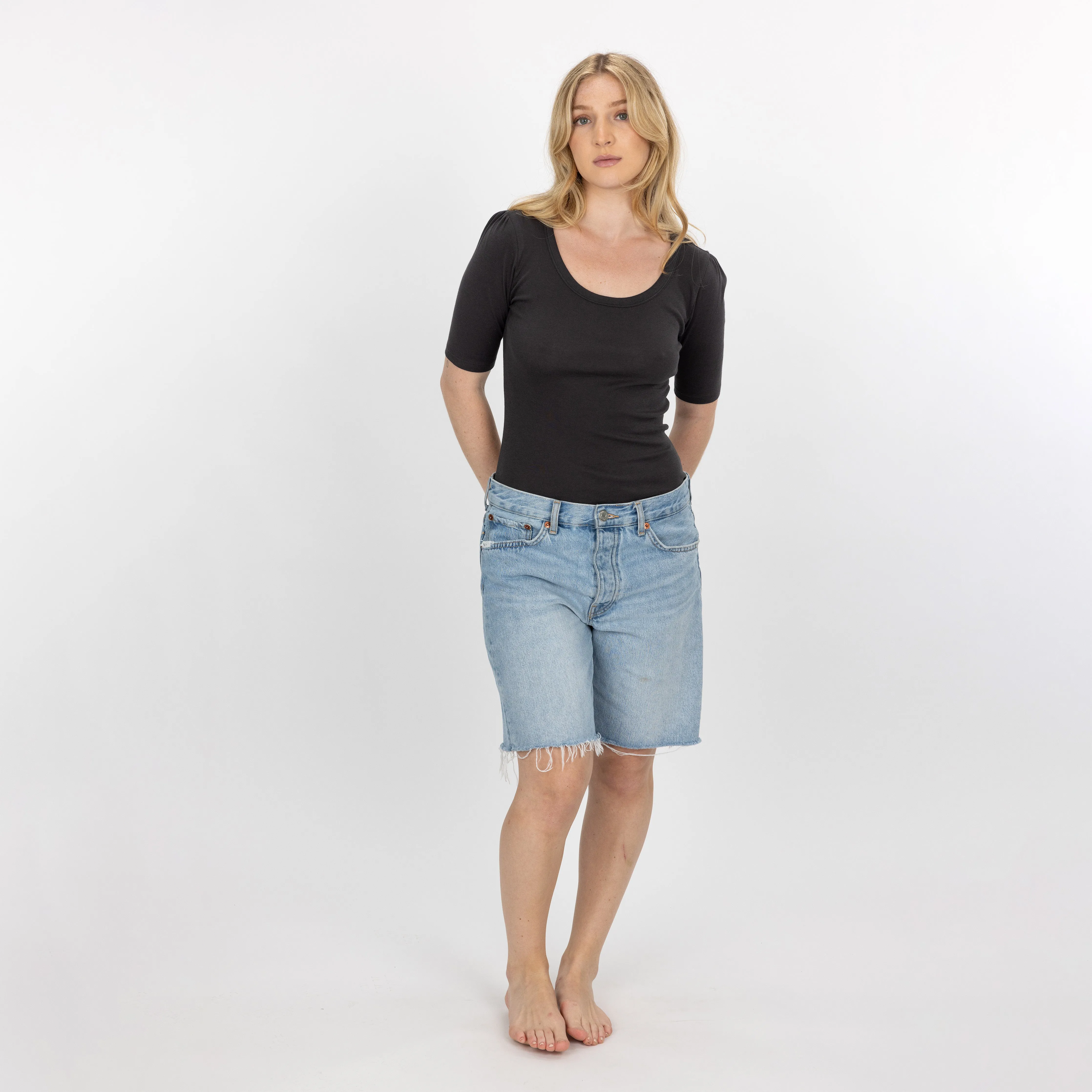Womens Scoop Neck Elbow Length Tee - Pirate Black