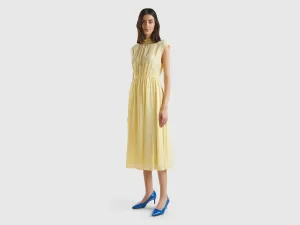 WoMen's Solid Ruffled Midi Dress