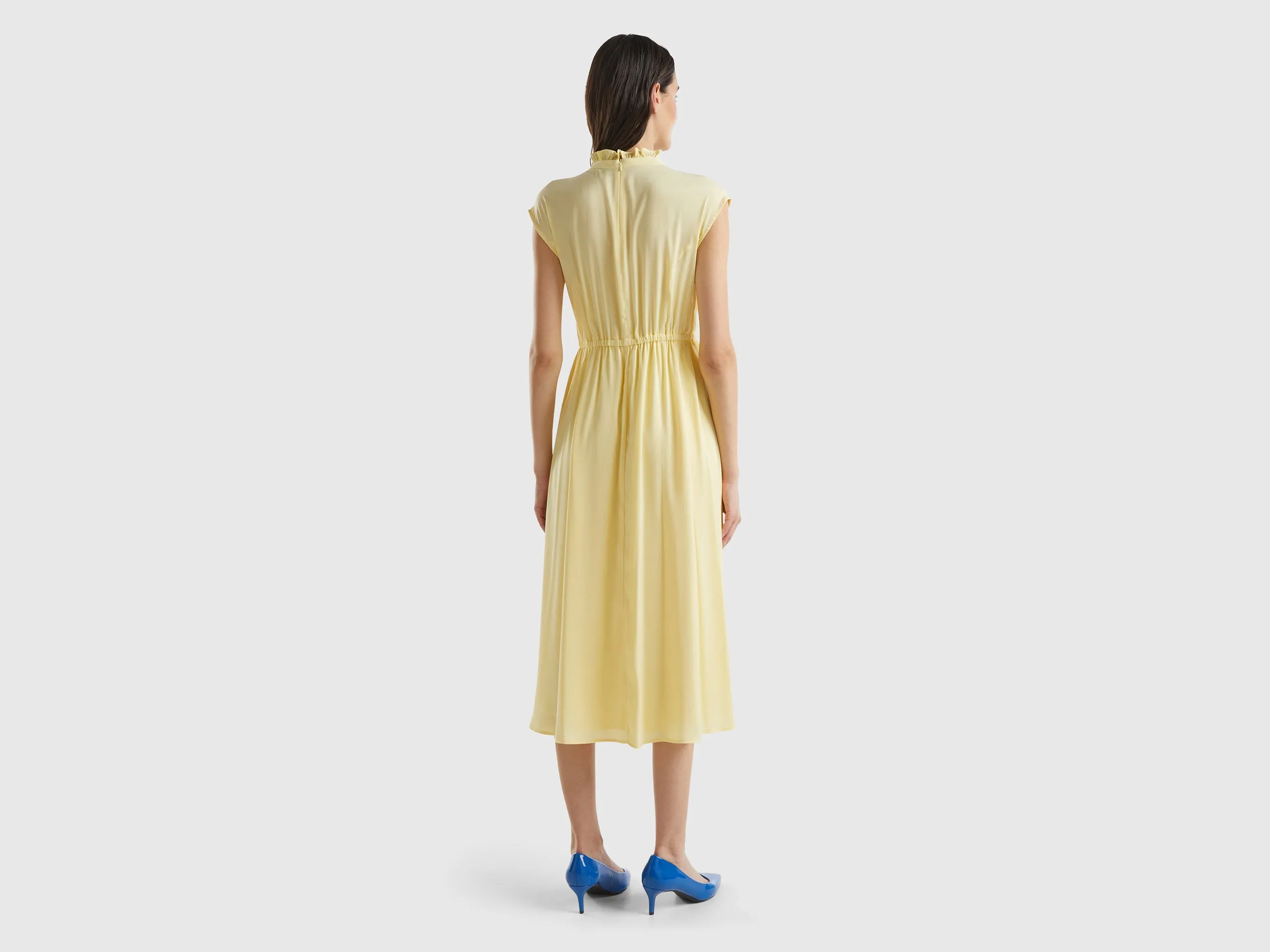WoMen's Solid Ruffled Midi Dress