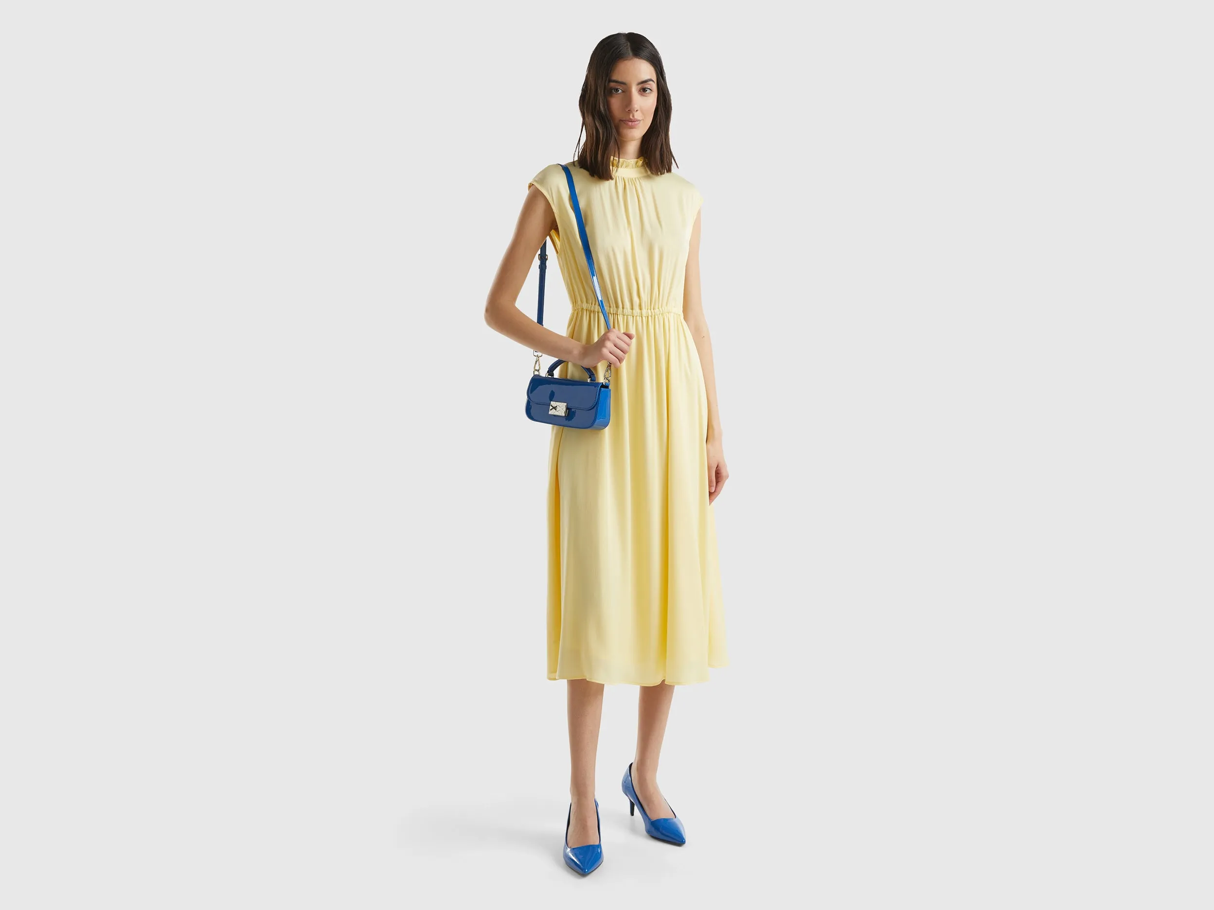 WoMen's Solid Ruffled Midi Dress
