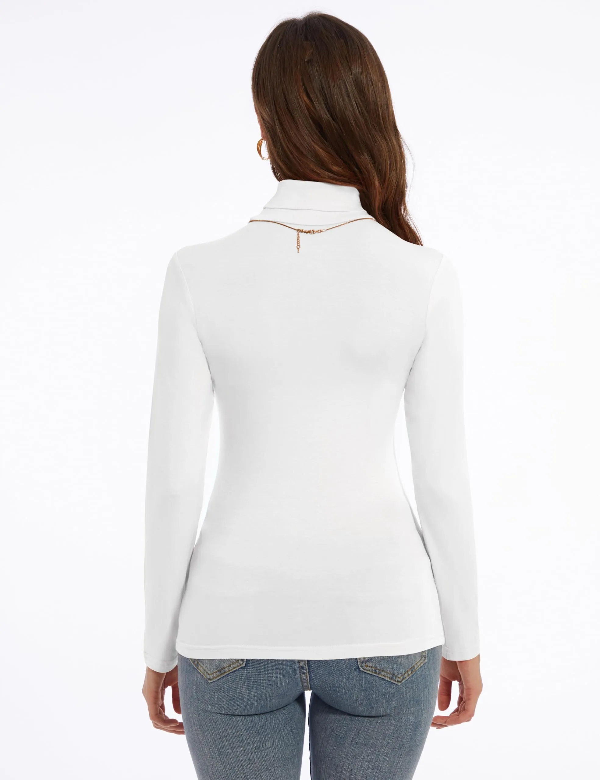 Women's Turtleneck Long Sleeve Shirts Slim Fitted Lightweight Base Layer Casual Tops