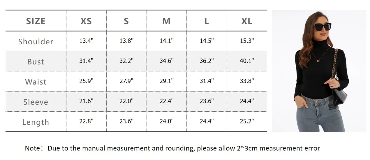 Women's Turtleneck Long Sleeve Shirts Slim Fitted Lightweight Base Layer Casual Tops